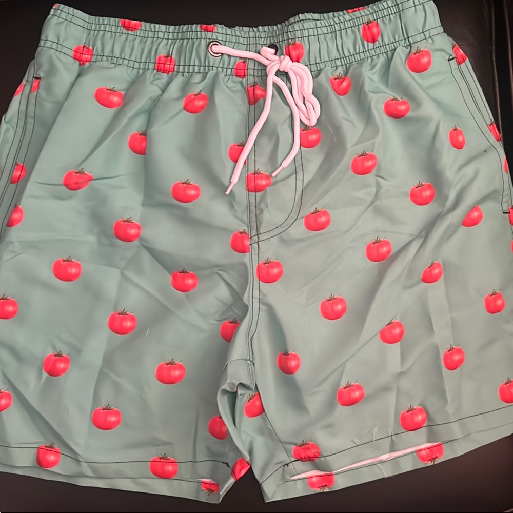 Green Shorts with Red Print